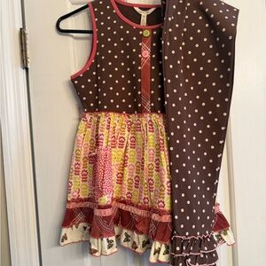 Matilda Jane Brown Pink Polka Dot Girls Matching Set